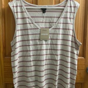 Patagonia Women's Regenerative Organic Certified Cotton Tank XL NWT Taupe Stripe
